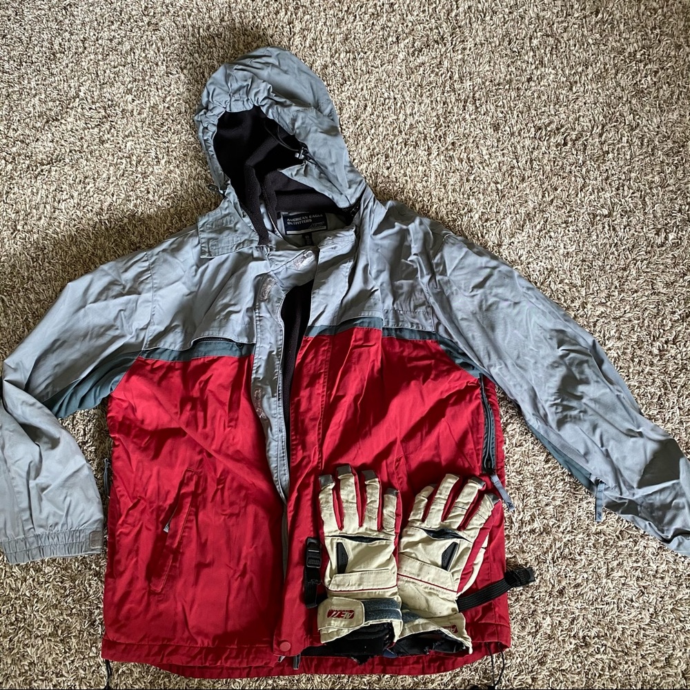 American Eagle winter coat and gloves